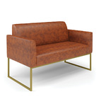 Namoradeira E 2 Poltronas Marisa Industrial Dourado Sintético