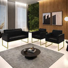 Namoradeira E 2 Poltronas Marisa Industrial Dourado Sintético