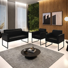 Namoradeira E 2 Poltronas Marisa Industrial Preto Sintético P