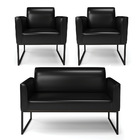 Namoradeira E 2 Poltronas Marisa Industrial Preto Sintético P