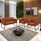 Namoradeira E 2 Poltronas Marisa Industrial Preto Sintético P