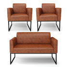 Namoradeira E 2 Poltronas Marisa Industrial Preto Sintético P