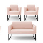 Namoradeira E 2 Poltronas Marisa Industrial Preto Veludo D03