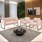 Namoradeira E 2 Poltronas Marisa Industrial Preto Veludo D03