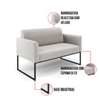 Namoradeira E 2 Poltronas Marisa Industrial Preto Veludo D03