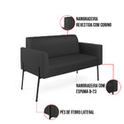 Namoradeira E 2 Poltronas Marisa Pé Aço Preto Sintético D03 -