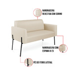 Namoradeira E 2 Poltronas Marisa Pé Aço Preto Sintético D03 -