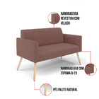 Namoradeira E 2 Poltronas Marisa Pé Palito Natural Veludo D03