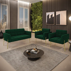 Namoradeira E 2 Poltronas Pé De Ferro Dourado Elisa Bouclê Ve