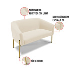 Namoradeira E 2 Poltronas Pé De Ferro Dourado Stella Linho Be