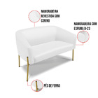 Namoradeira E 2 Poltronas Pé De Ferro Dourado Stella Sintétic