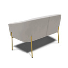 Namoradeira E 2 Poltronas Pé De Ferro Dourado Stella Veludo D