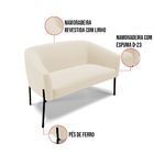 Namoradeira E 2 Poltronas Pé De Ferro Preto Stella Linho D03