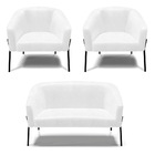 Namoradeira E 2 Poltronas Pé De Ferro Preto Stella Sintético