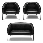 Namoradeira E 2 Poltronas Pé De Ferro Preto Stella Sintético