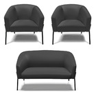 Namoradeira E 2 Poltronas Pé De Ferro Preto Stella Sintético