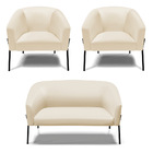 Namoradeira E 2 Poltronas Pé De Ferro Preto Stella Sintético