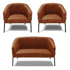 Namoradeira E 2 Poltronas Pé De Ferro Preto Stella Sintético