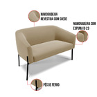 Namoradeira E 2 Poltronas Pé De Ferro Preto Stella Suede D03