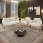 Namoradeira E 2 Poltronas Pé De Ferro Pto Elisa Bouclê D03 -