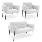 Namoradeira E 2 Poltronas Pé De Ferro Pto Elisa Bouclê D03 -