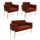 Namoradeira E 2 Poltronas Pé Ferro Dourado Marisa Bouclê D03