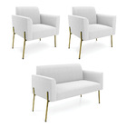 Namoradeira E 2 Poltronas Pé Ferro Dourado Marisa Bouclê D03