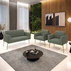 Namoradeira E 2 Poltronas Pé Ferro Dourado Marisa Bouclê Pist