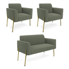 Namoradeira E 2 Poltronas Pé Ferro Dourado Marisa Bouclê Pist