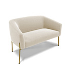 Namoradeira E 2 Poltronas Pé Ferro Dourado Stella Bouclê Bege