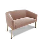 Namoradeira E 2 Poltronas Pé Ferro Dourado Stella Bouclê Rosê