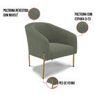 Namoradeira E 2 Poltronas Pé Ferro Dourado Stella Bouclê Verd