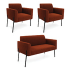 Namoradeira E 2 Poltronas Pé Ferro Preto Marisa Bouclê - Terra