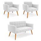 Namoradeira E 2 Poltronas Pé Palito Castanho Elisa Bouclê D03