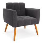 Namoradeira E 2 Poltronas Pé Palito Castanho Elisa Bouclê D03