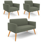 Namoradeira E 2 Poltronas Pé Palito Castanho Marisa Bouclê -