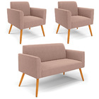 Namoradeira E 2 Poltronas Pé Palito Castanho Marisa Bouclê -