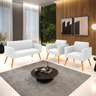 Namoradeira E 2 Poltronas Pé Palito Castanho Marisa Bouclê -