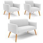 Namoradeira E 2 Poltronas Pé Palito Castanho Marisa Bouclê -