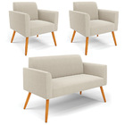 Namoradeira E 2 Poltronas Pé Palito Castanho Marisa Bouclê Be