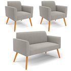 Namoradeira E 2 Poltronas Pé Palito Castanho Marisa Bouclê Ci