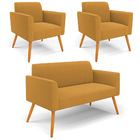 Namoradeira E 2 Poltronas Pé Palito Castanho Marisa Bouclê Mo