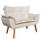 Namoradeira E 2 Poltronas Pé Palito Castanho Opala Suede D03