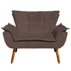 Namoradeira E 2 Poltronas Pé Palito Castanho Opala Suede D03