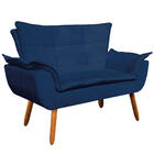 Namoradeira E 2 Poltronas Pé Palito Castanho Opala Suede D03