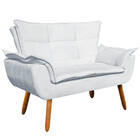 Namoradeira E 2 Poltronas Pé Palito Castanho Opala Suede D03