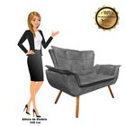 Namoradeira E 2 Poltronas Pé Palito Castanho Opala Suede Graf