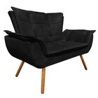 Namoradeira E 2 Poltronas Pé Palito Castanho Opala Suede Pret