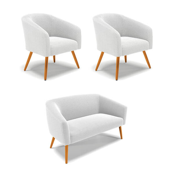 Namoradeira E 2 Poltronas Pé Palito Castanho Stella Bouclê D0