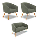 Namoradeira E 2 Poltronas Pé Palito Castanho Stella Bouclê D0